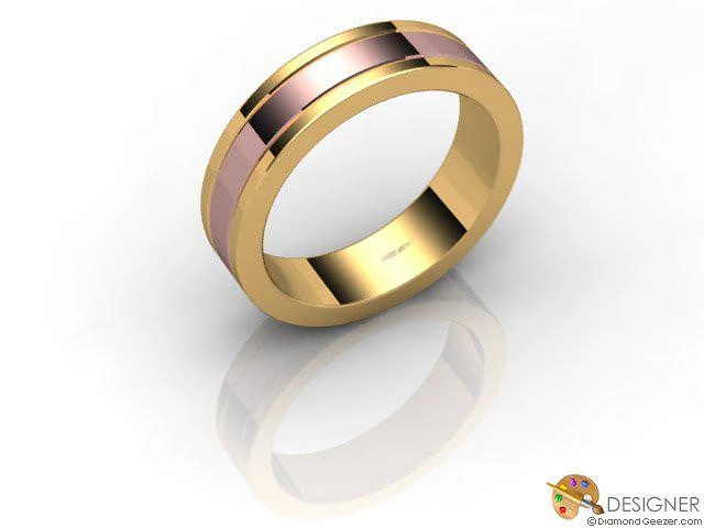 Designer Wedding Ring Choice of Widths 100% Recycled, Hallmarked 18ct. Rose and Yellow Gold