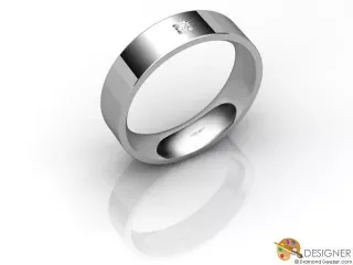 Designer Wedding Ring Choice of Widths Round Brilliant-Cut Diamond 100% Recycled, Hallmarked 18ct. White Gold