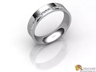 Designer Wedding Ring Choice of Widths Round Brilliant-Cut Diamond 100% Recycled, Hallmarked 18ct. White Gold