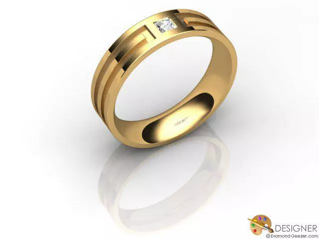 Designer Wedding Ring Choice of Widths Round Brilliant-Cut Diamond 100% Recycled, Hallmarked 18ct. Yellow Gold