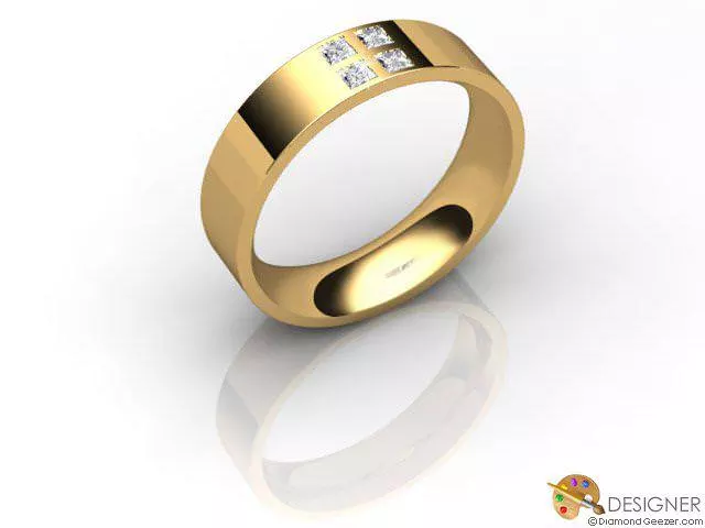 Designer Wedding Ring Choice of Widths Round Brilliant-Cut Diamond 100% Recycled, Hallmarked 18ct. Yellow Gold