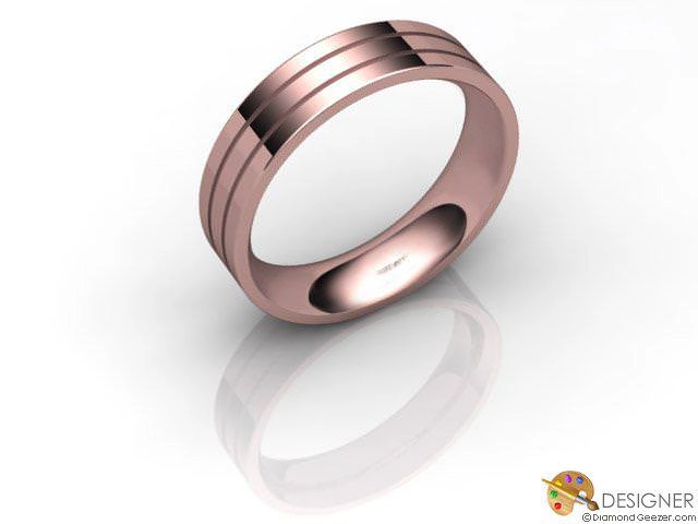 Designer Wedding Ring Choice of Widths 100% Recycled, Hallmarked 18ct. Rose Gold