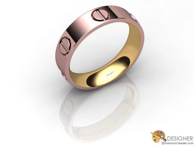 Designer Wedding Ring Choice of Widths 100% Recycled, Hallmarked 18ct. Rose and Yellow Gold