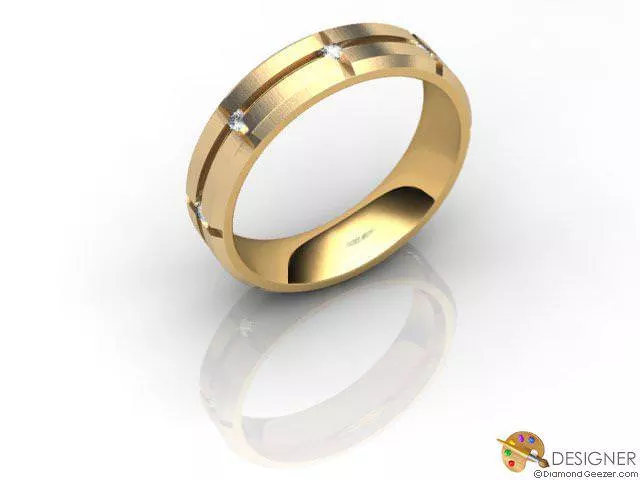 Designer Wedding Ring Choice of Widths Round Brilliant-Cut Diamond 100% Recycled, Hallmarked 18ct. Yellow Gold