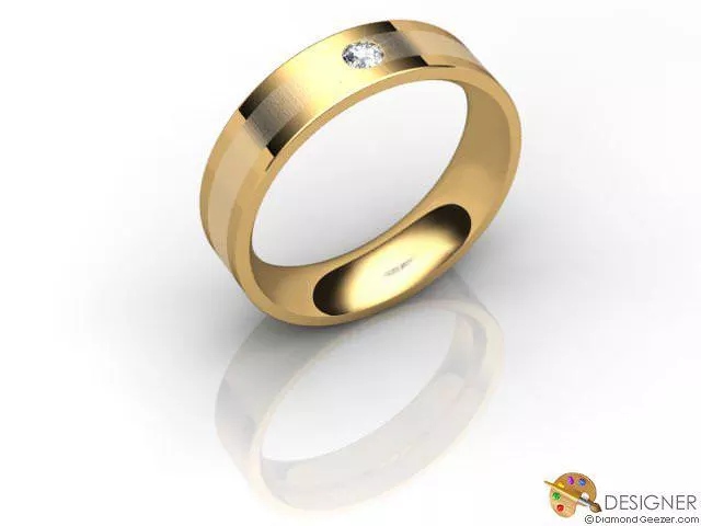 Designer Wedding Ring Choice of Widths Round Brilliant-Cut Diamond 100% Recycled, Hallmarked 18ct. Yellow Gold