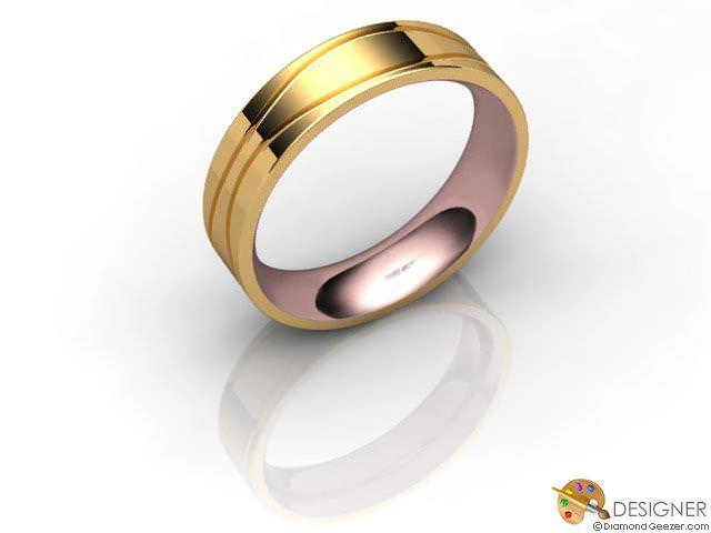 Designer Wedding Ring Choice of Widths 100% Recycled, Hallmarked 18ct. Rose and Yellow Gold