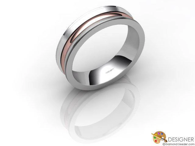 Designer Wedding Ring Choice of Widths 100% Recycled, Hallmarked 18ct. White and Rose Gold