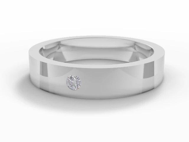 LUXURY 4.0mm. Wide Single Diamond Wedding Ring   Round Diamond 100% Recycled, Hallmarked Platinum