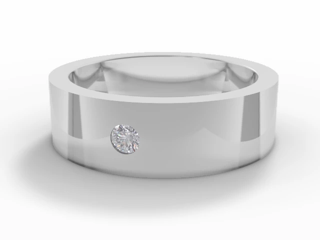 PREMIERE 6.0mm. Wide Single Diamond Wedding Ring   Round Diamond 100% Recycled, Hallmarked Platinum