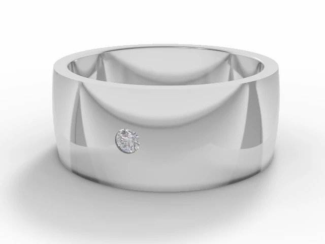 LUXURY 8.0mm. Wide Single Diamond Wedding Ring   Round Diamond 100% Recycled, Hallmarked Platinum