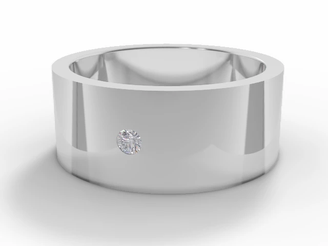 LUXURY 8.0mm. Wide Single Diamond Wedding Ring   Round Diamond 100% Recycled, Hallmarked Platinum