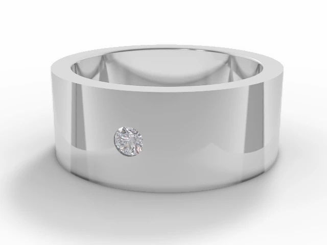 PREMIERE 8.0mm. Wide Single Diamond Wedding Ring   Round Diamond 100% Recycled, Hallmarked Platinum