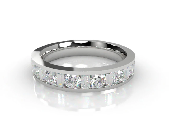 Semi-Set Diamond Wedding Ring in Platinum: 4.0mm. wide with Round & Baguette Channel-set Diamonds