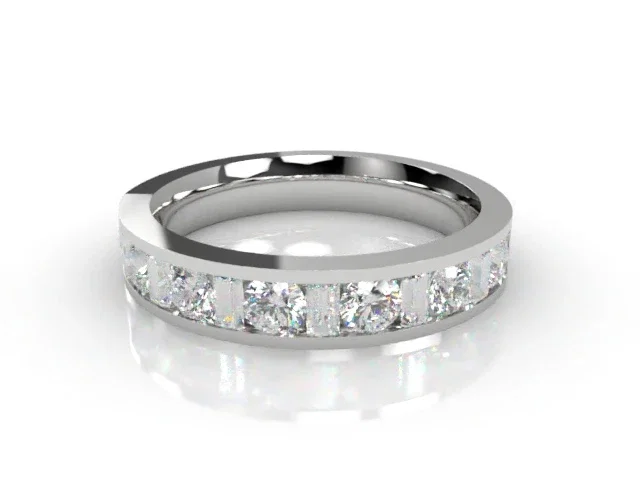 Semi-Set Diamond Wedding Ring in Platinum: 4.0mm. wide with Round & Baguette Channel-set Diamonds Semi-Set Diamond Wedding Ring in Platinum: 4.0mm. wide with Round & Baguette Channel-set Diamonds