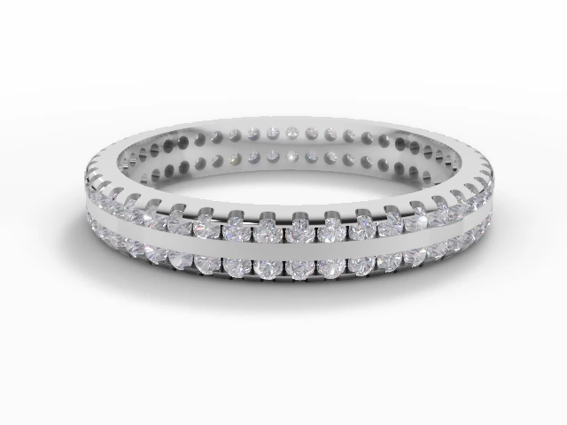 3.0mm.  Wide  Fully-Set Wedding Ring Round Brilliant-Cut Diamonds 100% Recycled, Hallmarked Platinum