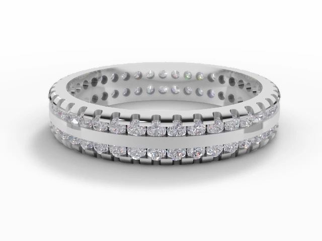 3.8mm.  Wide  Fully-Set Wedding Ring Round Brilliant-Cut Diamonds 100% Recycled, Hallmarked Platinum