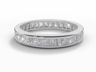 3.6mm.  Wide  Fully-Set Wedding Ring Princess-Cut Diamonds 100% Recycled, Hallmarked Platinum