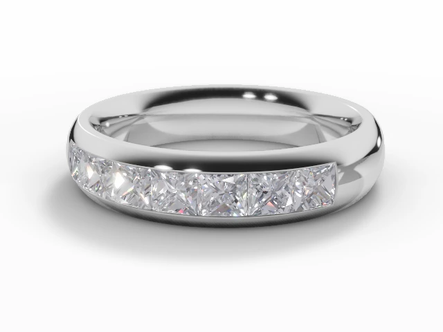 4.0mm.  Wide  Semi-Set Wedding Ring Princess-Cut Diamonds 100% Recycled, Hallmarked Platinum