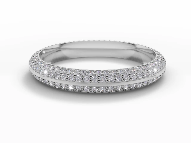 3.0mm.  Wide  Fully-Set Wedding Ring Round Brilliant-Cut Diamonds 100% Recycled, Hallmarked Platinum