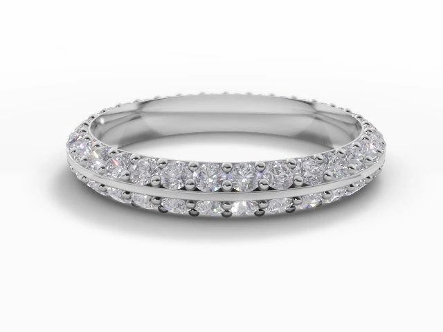 3.0mm.  Wide  Fully-Set Wedding Ring Round Brilliant-Cut Diamonds 100% Recycled, Hallmarked Platinum