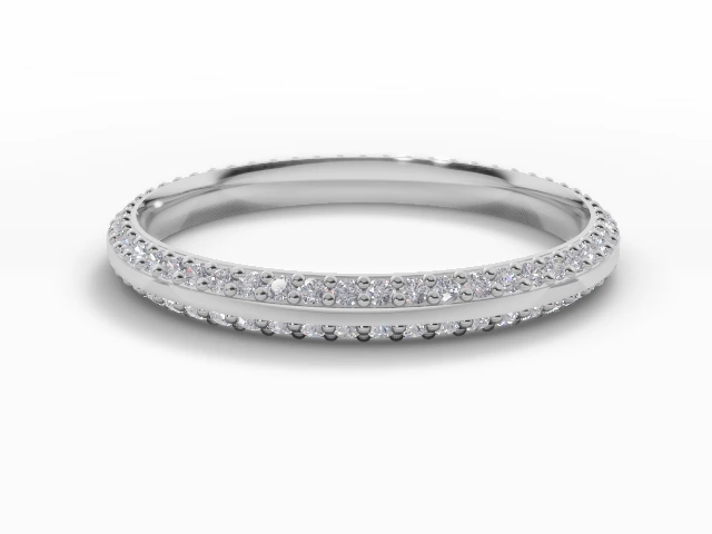 Narrow Fully-Set Wedding Ring Round Brilliant-Cut Diamonds 100% Recycled, Hallmarked Platinum