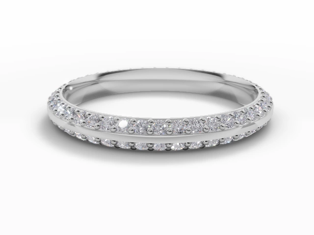 2.5mm.  Wide  Fully-Set Wedding Ring Round Brilliant-Cut Diamonds 100% Recycled, Hallmarked Platinum