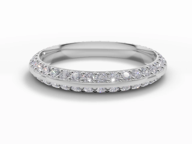 2.7mm.  Wide  Fully-Set Wedding Ring Round Brilliant-Cut Diamonds 100% Recycled, Hallmarked Platinum