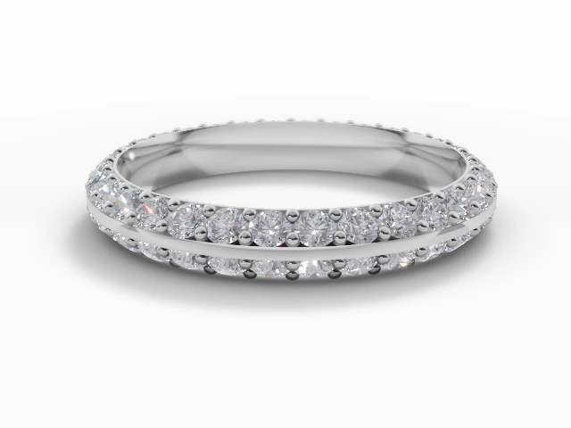 3.0mm.  Wide  Fully-Set Wedding Ring Round Brilliant-Cut Diamonds 100% Recycled, Hallmarked Platinum