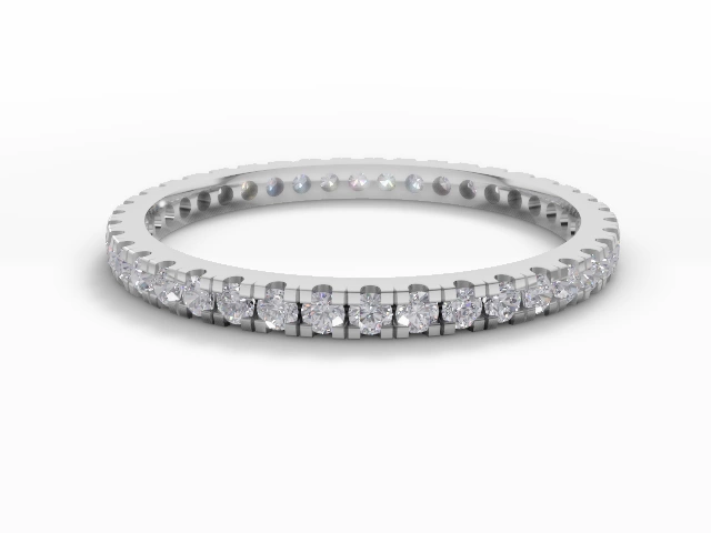 Skinny Fully-Set Wedding Ring Round Brilliant-Cut Diamonds 100% Recycled, Hallmarked Platinum