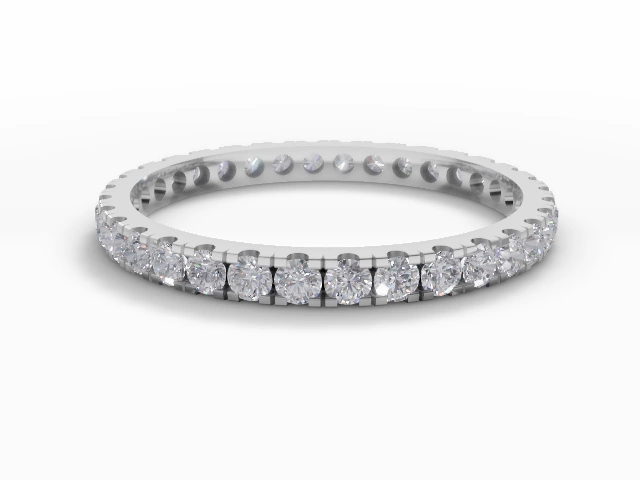 Skinny Fully-Set Wedding Ring Round Brilliant-Cut Diamonds 100% Recycled, Hallmarked Platinum