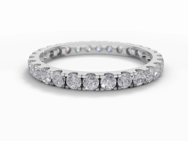 Narrow Fully-Set Wedding Ring Round Brilliant-Cut Diamonds 100% Recycled, Hallmarked Platinum