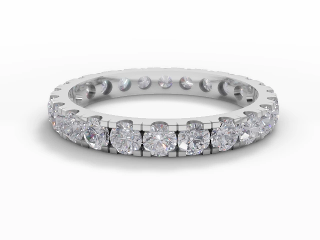 Narrow Fully-Set Wedding Ring Round Brilliant-Cut Diamonds 100% Recycled, Hallmarked Platinum