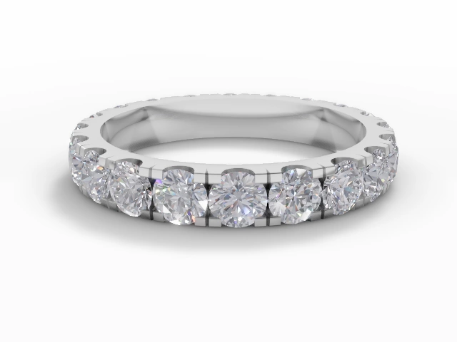 3.1mm.  Wide  Fully-Set Wedding Ring Round Brilliant-Cut Diamonds 100% Recycled, Hallmarked Platinum