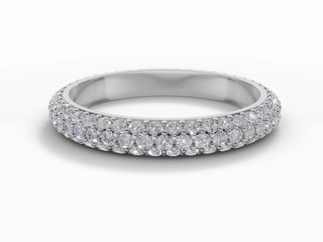 Narrow Fully-Set Wedding Ring Round Brilliant-Cut Diamonds 100% Recycled, Hallmarked Platinum