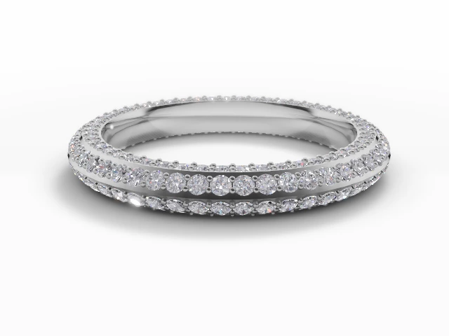 2.7mm.  Wide  Fully-Set Wedding Ring Round Brilliant-Cut Diamonds 100% Recycled, Hallmarked Platinum