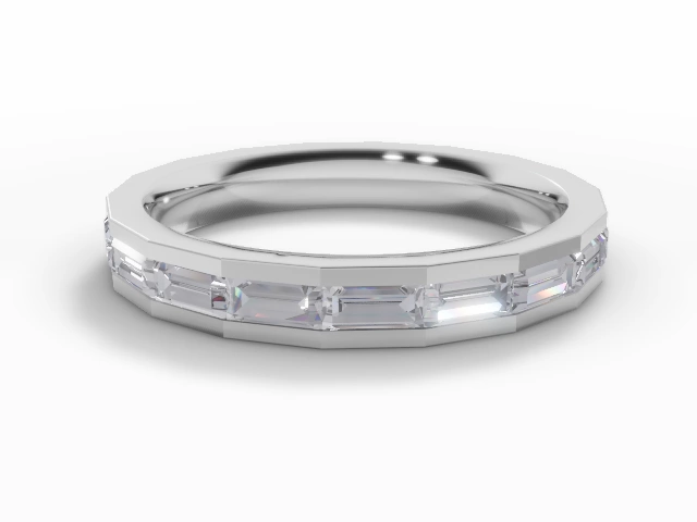 2.7mm.  Wide  Fully-Set Wedding Ring Round Brilliant-Cut Diamonds 100% Recycled, Hallmarked Platinum