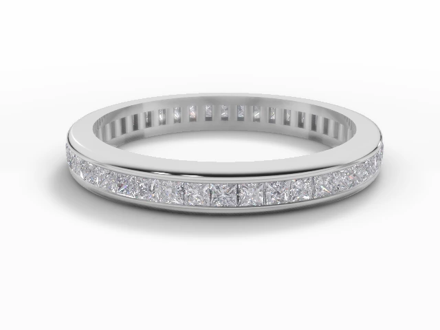 3.0mm.  Wide  Fully-Set Wedding Ring Round Brilliant-Cut Diamonds 100% Recycled, Hallmarked Platinum