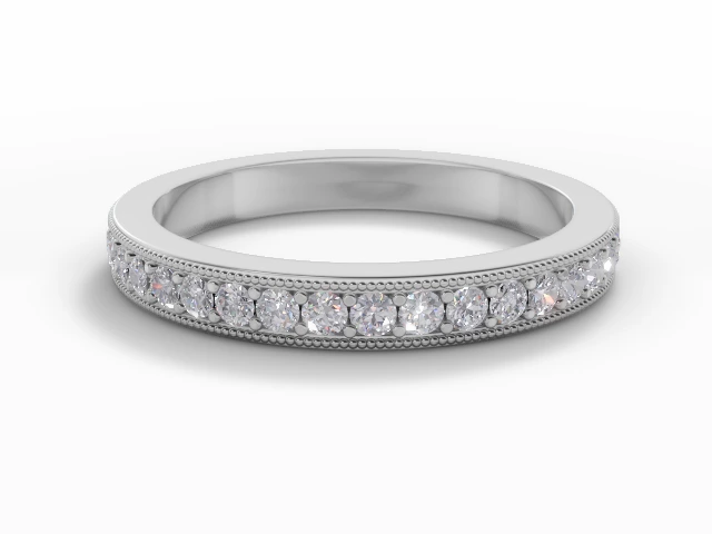 2.7mm.  Wide  Fully-Set Wedding Ring Round Brilliant-Cut Diamonds 100% Recycled, Hallmarked Platinum