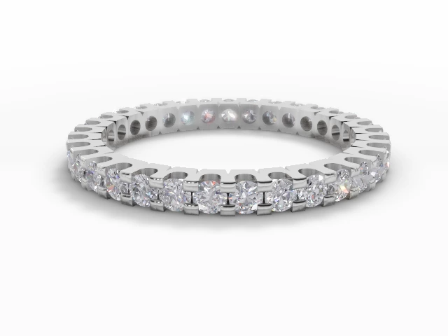 2.0mm.  Wide  Fully-Set Wedding Ring Round Brilliant-Cut Diamonds 100% Recycled, Hallmarked Platinum