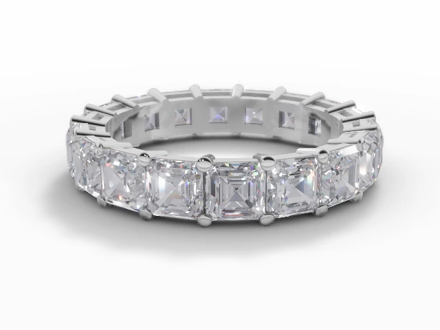 4.3mm.  Wide  Fully-Set Wedding Ring Princess-Cut Diamonds 100% Recycled, Hallmarked Platinum