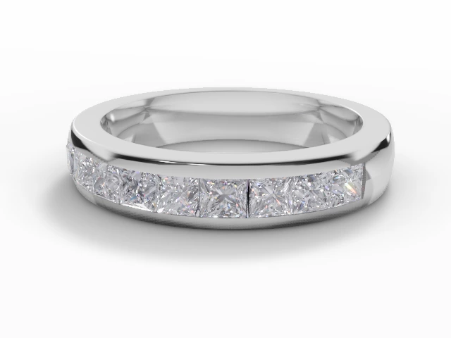 Medium Semi-Set Wedding Ring Princess-Cut Diamonds 100% Recycled, Hallmarked Platinum