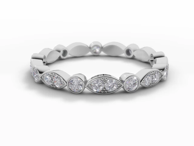 2.5mm.  Wide  Fully-Set Wedding Ring Round Brilliant-Cut Diamonds 100% Recycled, Hallmarked Platinum