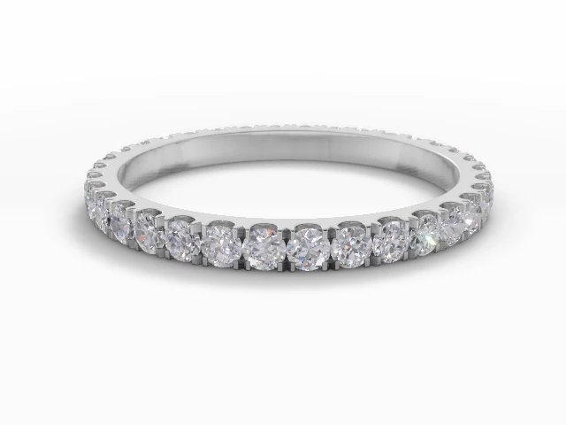 Skinny Fully-Set Wedding Ring Round Brilliant-Cut Diamonds 100% Recycled, Hallmarked Platinum