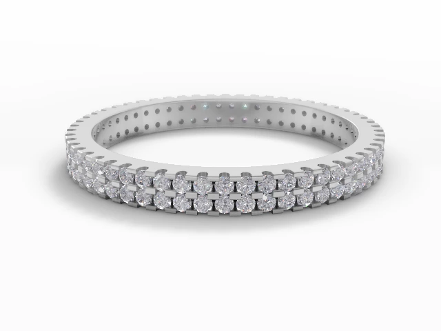 Narrow Fully-Set Wedding Ring Round Brilliant-Cut Diamonds 100% Recycled, Hallmarked Platinum