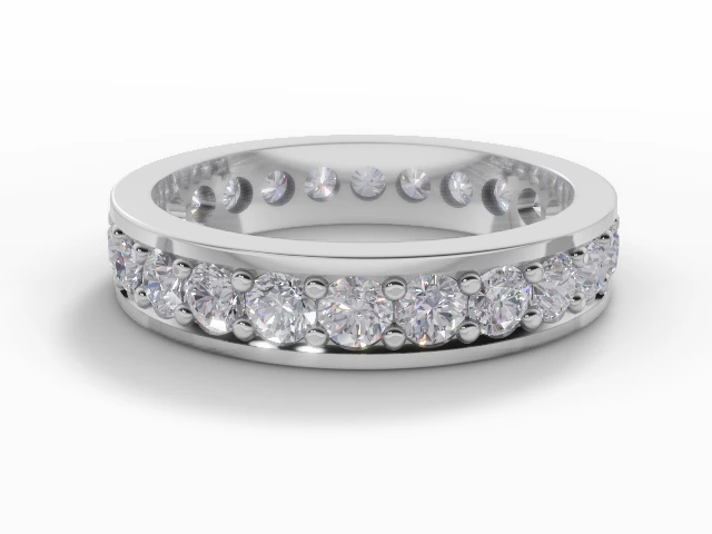 4.1mm.  Wide  Fully-Set Wedding Ring Round Brilliant-Cut Diamonds 100% Recycled, Hallmarked Platinum