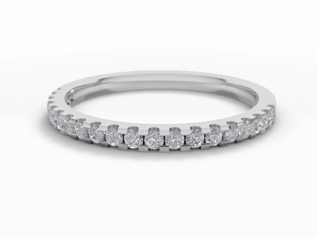 Skinny Semi-Set Wedding Ring Round Brilliant-Cut Diamonds 100% Recycled, Hallmarked Platinum