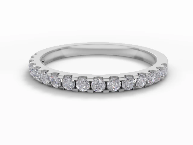 Skinny Semi-Set Wedding Ring Round Brilliant-Cut Diamonds 100% Recycled, Hallmarked Platinum