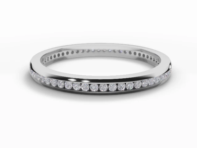 2.0mm.  Wide  Fully-Set Wedding Ring Round Brilliant-Cut Diamonds 100% Recycled, Hallmarked Platinum