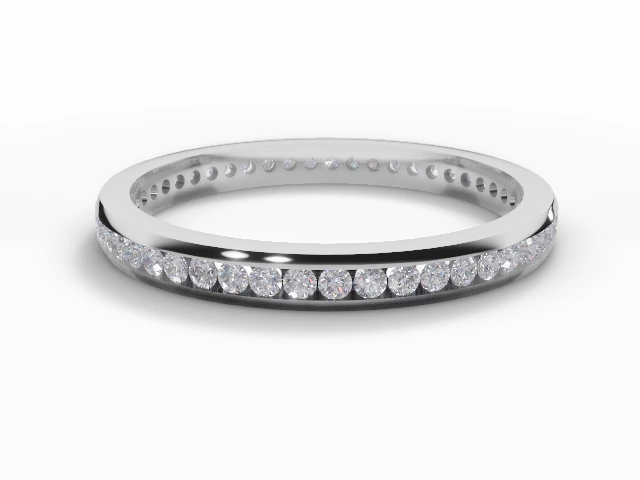 Narrow Fully-Set Wedding Ring Round Brilliant-Cut Diamonds 100% Recycled, Hallmarked Platinum