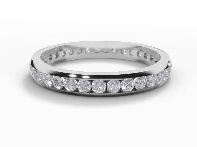 2.8mm.  Wide  Fully-Set Wedding Ring Round Brilliant-Cut Diamonds 100% Recycled, Hallmarked Platinum